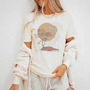 Head Full of Nature Graphic Tee Intricate Landscape Line Art